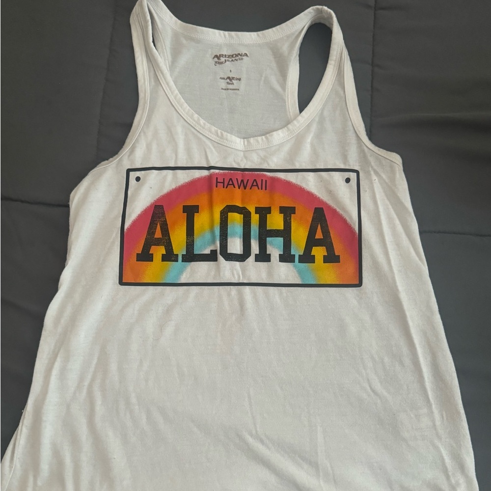 Arizona Jean Co White Hawaii- Aloha Tank Top (S)